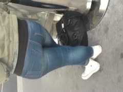 Teen white wife cums on bus stop